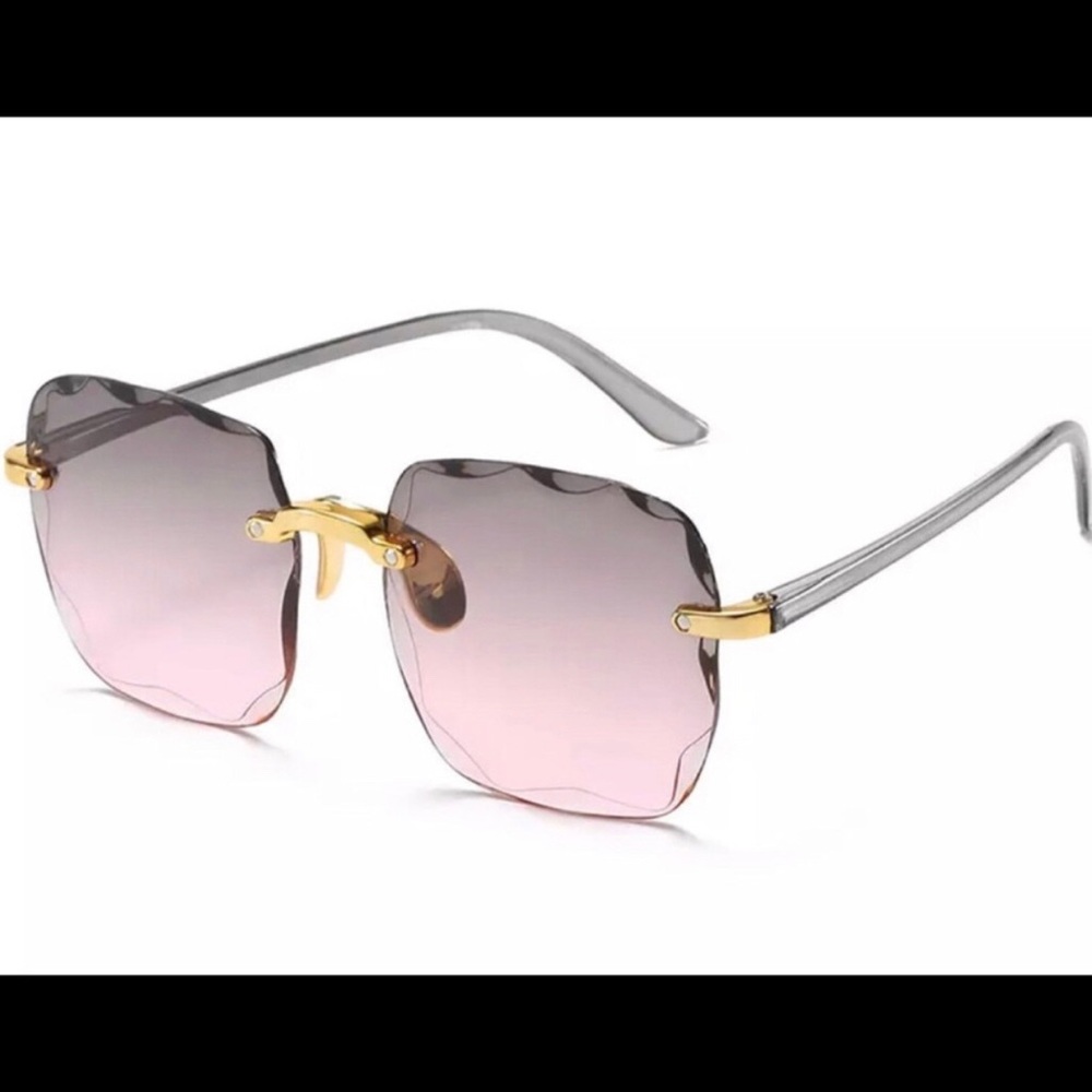 Rimless Pink Gradient Women's Fashion Sunglasses